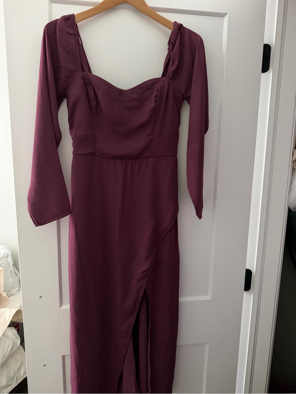 Abercrombie & Fitch Plum Long-Sleeve Sweetheart Dress